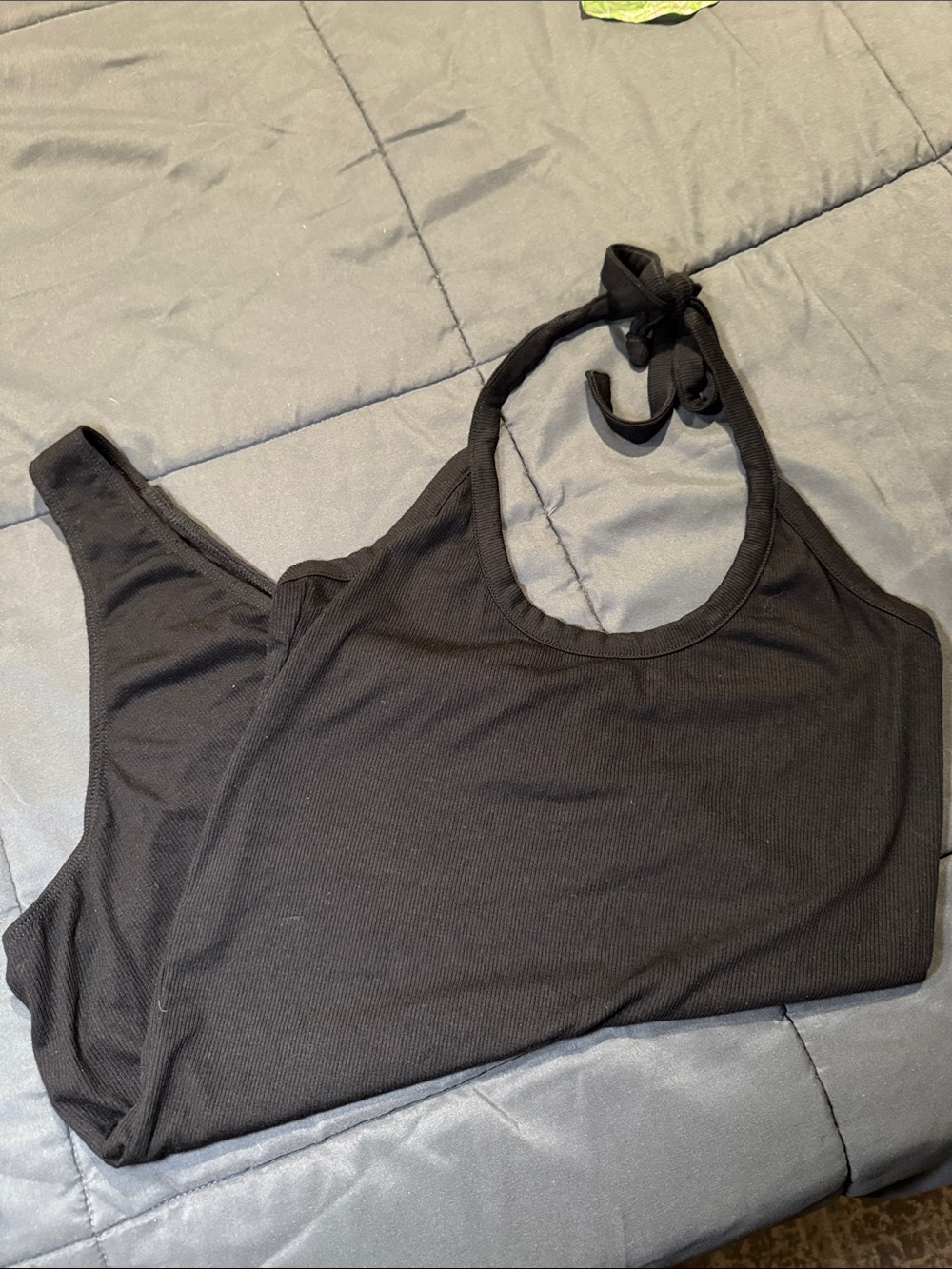 G. Black Halter Ribbed Bodysuit